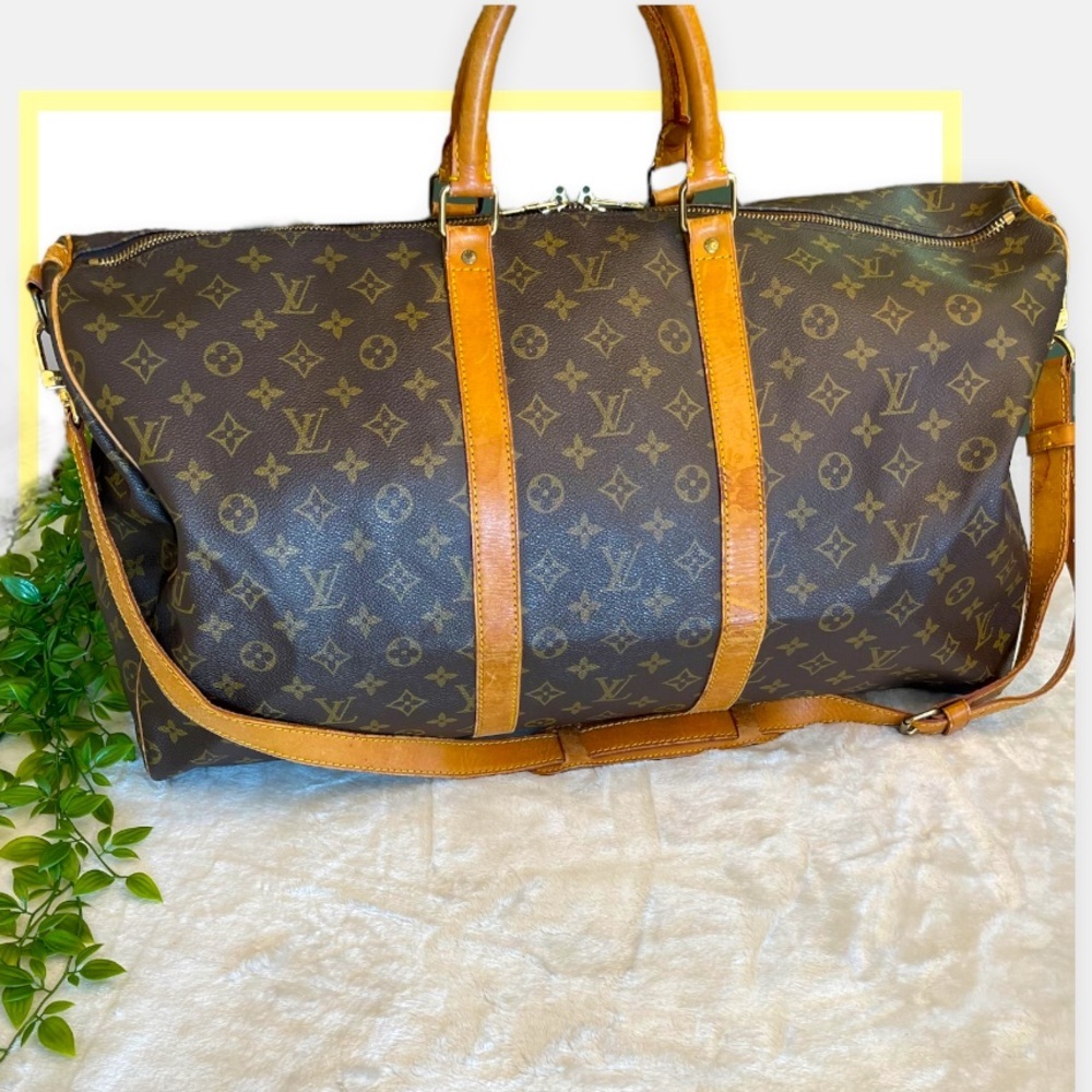 LOUIS VUITTON Vintage Boston Bag Keepall Monogram Bandouliere 55 Unisex Duffel
